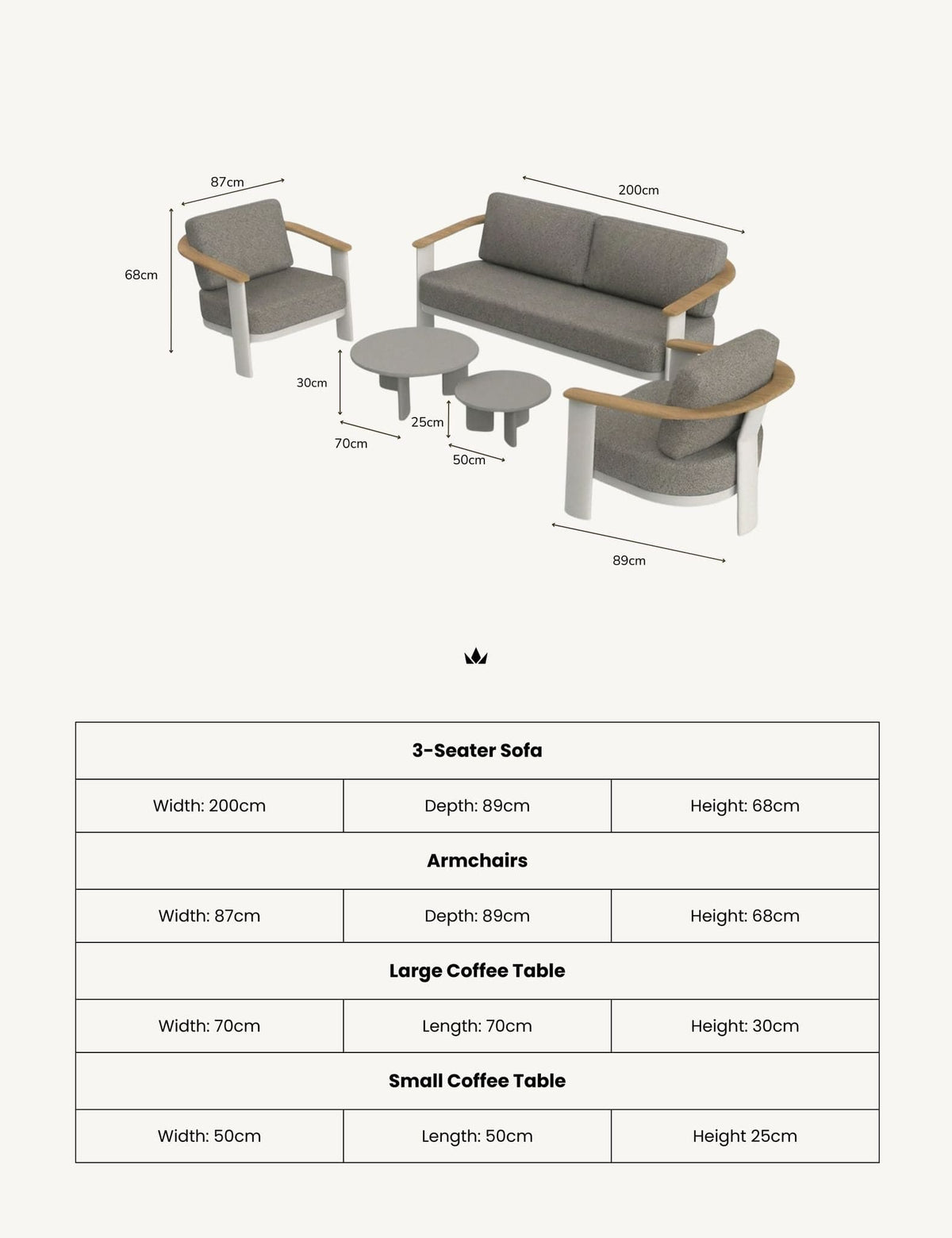 Royalcraft Outdoor Furniture NAIA 5 Seater Lounging Set with Coffee Table House of Isabella UK