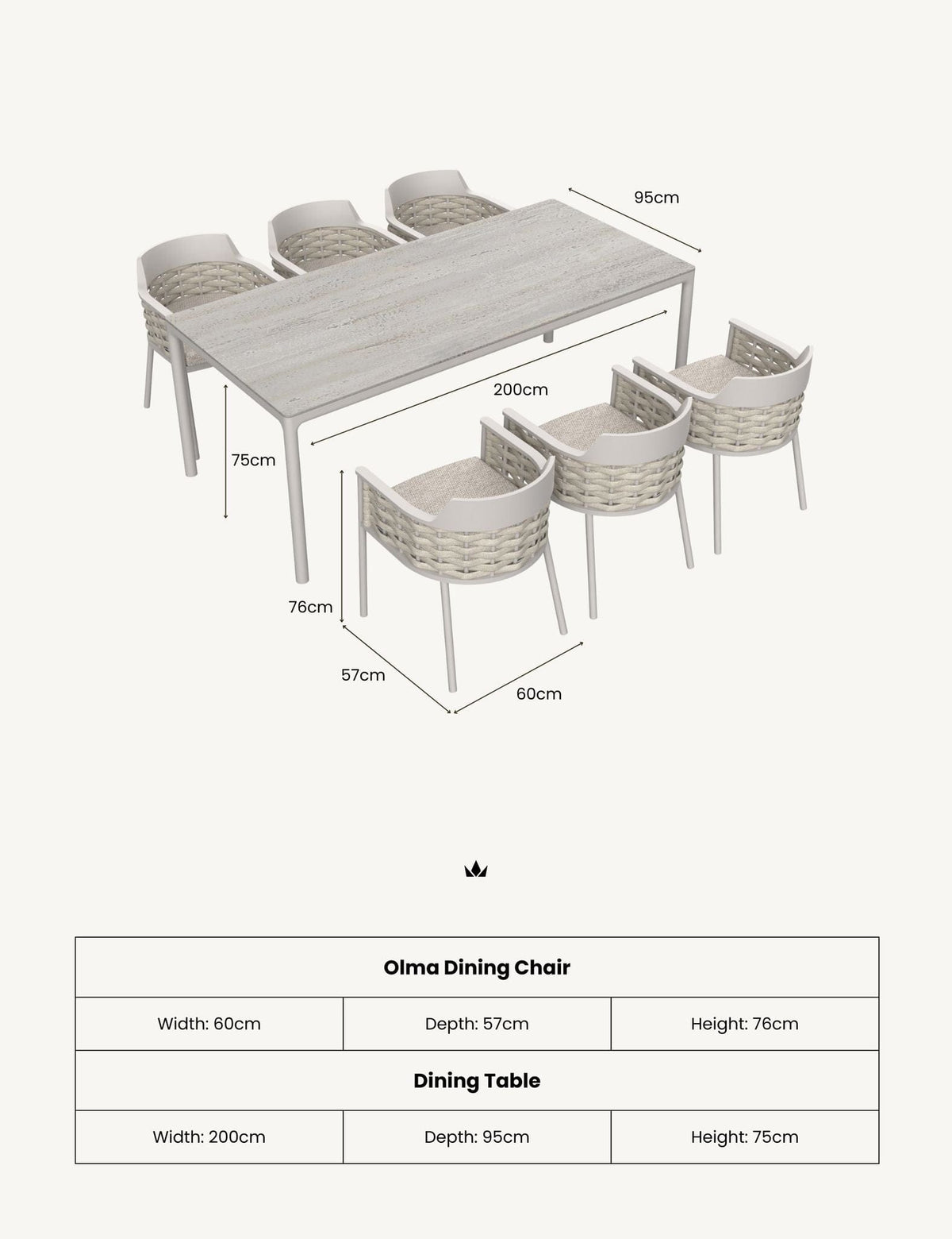 Royalcraft Outdoor Furniture OLMA 6-Seater Dining Table & Chairs House of Isabella UK
