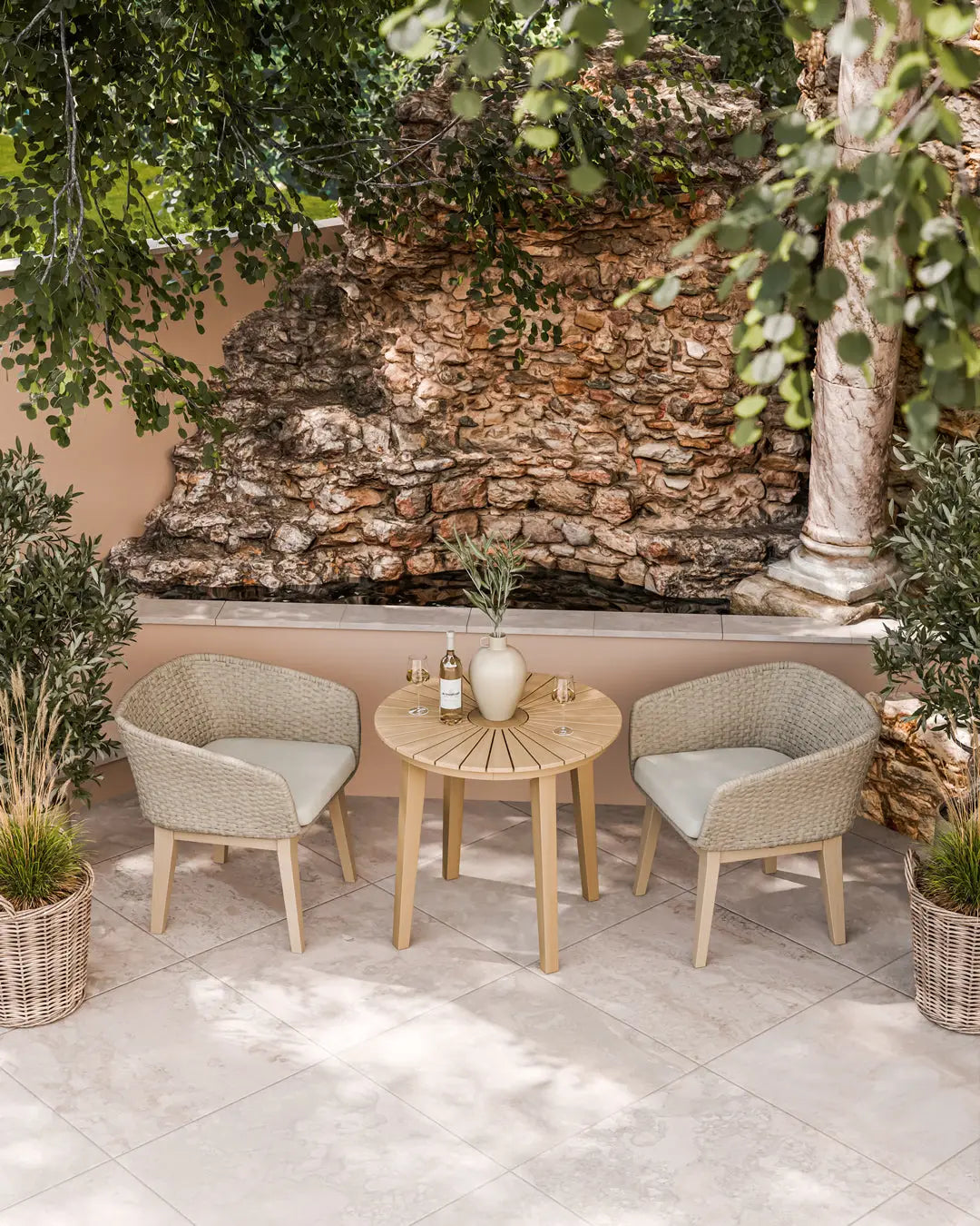 Royalcraft Outdoor Furniture Roma 2 Seater Round Sunray Bistro Set with Eden Dawn Chair House of Isabella UK
