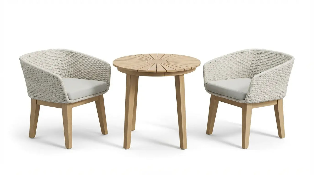 Royalcraft Outdoor Furniture Roma 2 Seater Round Sunray Bistro Set with Eden Dusk Chair House of Isabella UK