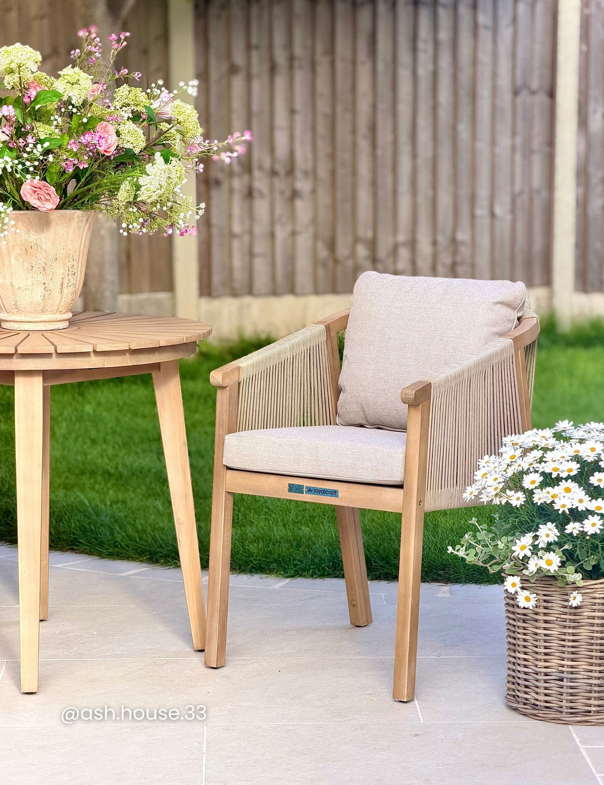 Royalcraft Outdoor Furniture Roma 2 Seater Round Sunray Bistro Set with Roma Dining Chairs House of Isabella UK