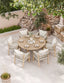 Royalcraft Outdoor Furniture Roma 6 Seater Round Sunray with Terrazzo Insert Dining Set with Roma Dining Chairs House of Isabella UK
