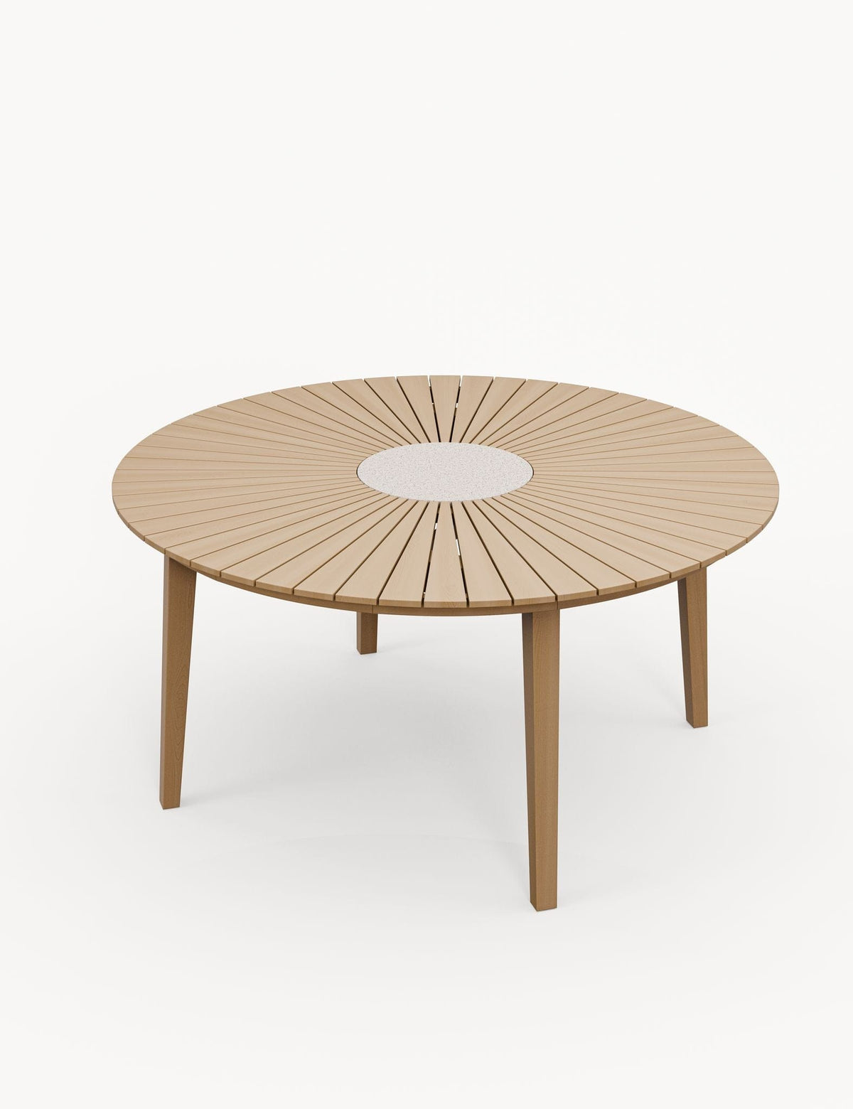Royalcraft Outdoor Furniture Roma 6 Seater Round Sunray with Terrazzo Insert Dining Set with Roma Rope Stacking Chairs House of Isabella UK