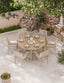 Royalcraft Outdoor Furniture Roma 6 Seater Round Sunray with Terrazzo Insert Dining Set with Roma Rope Stacking Chairs House of Isabella UK