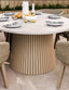Royalcraft Outdoor Furniture Saturn 6 Seater Ellipse D Conical Dining Set with Eden Dawn Dining Chairs House of Isabella UK