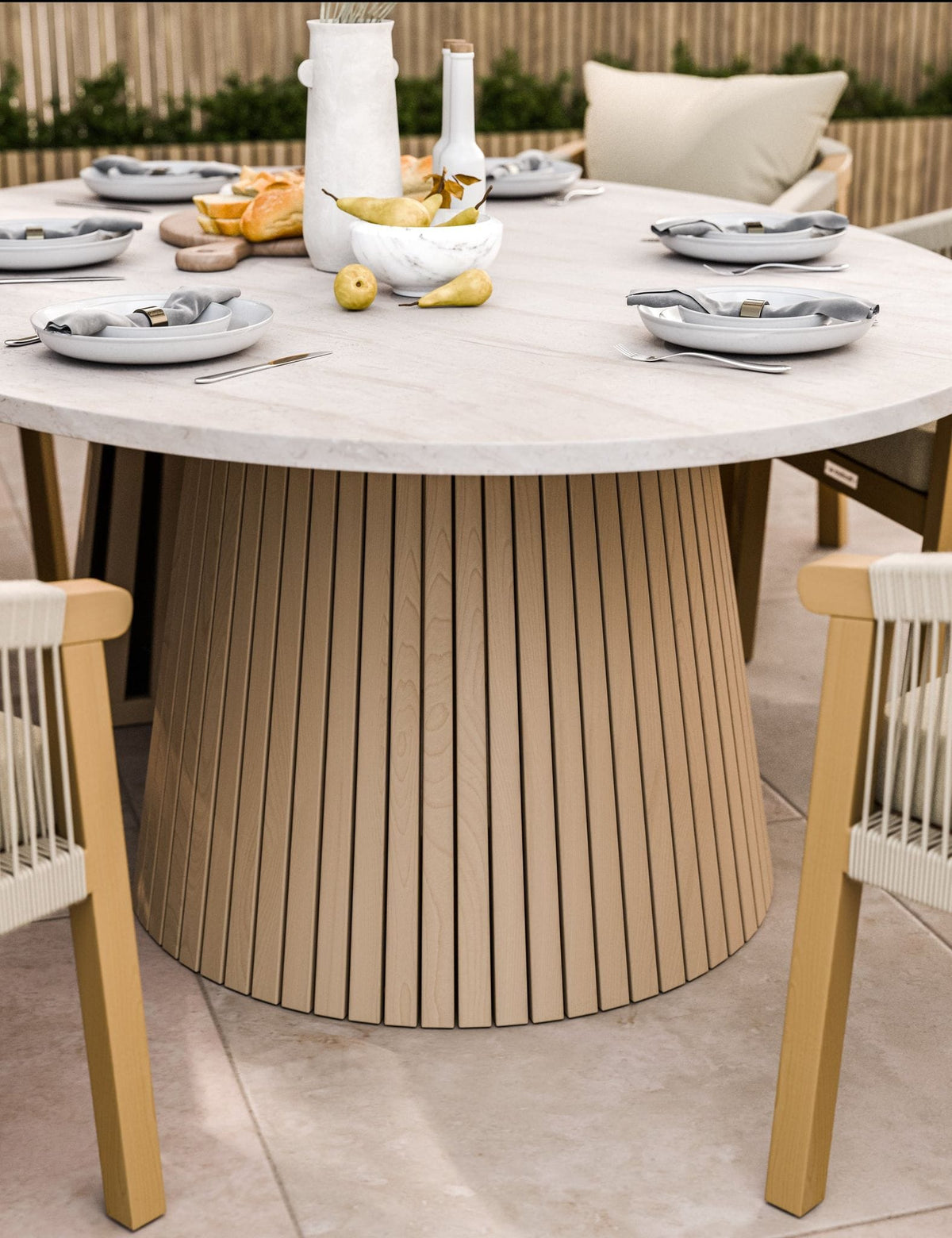 Royalcraft Outdoor Furniture Saturn 6 Seater Ellipse D Conical Dining Set with Roma Dining Chairs House of Isabella UK