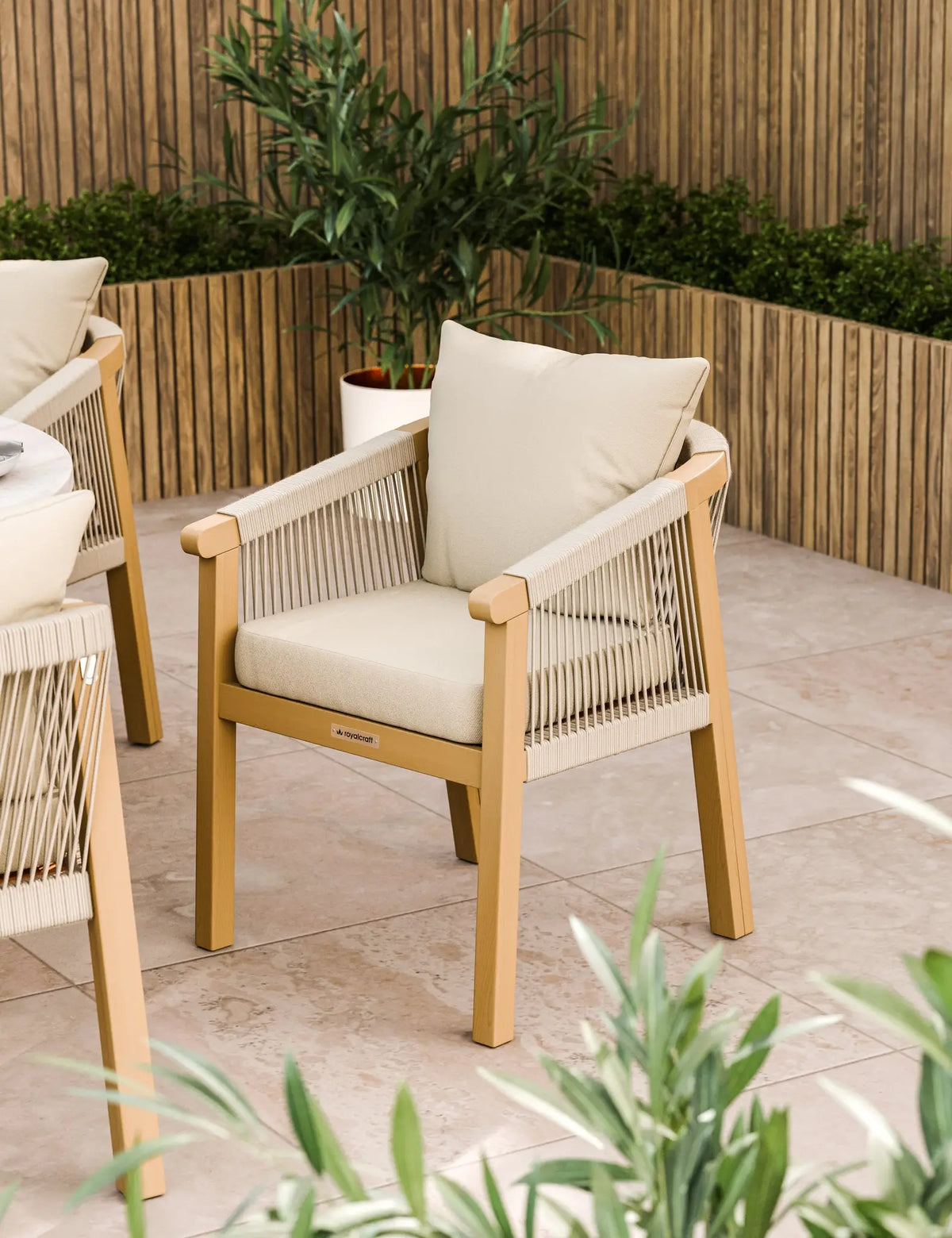 Royalcraft Outdoor Furniture Saturn 6 Seater Round Conical Dining Set with Roma Dining Chairs House of Isabella UK