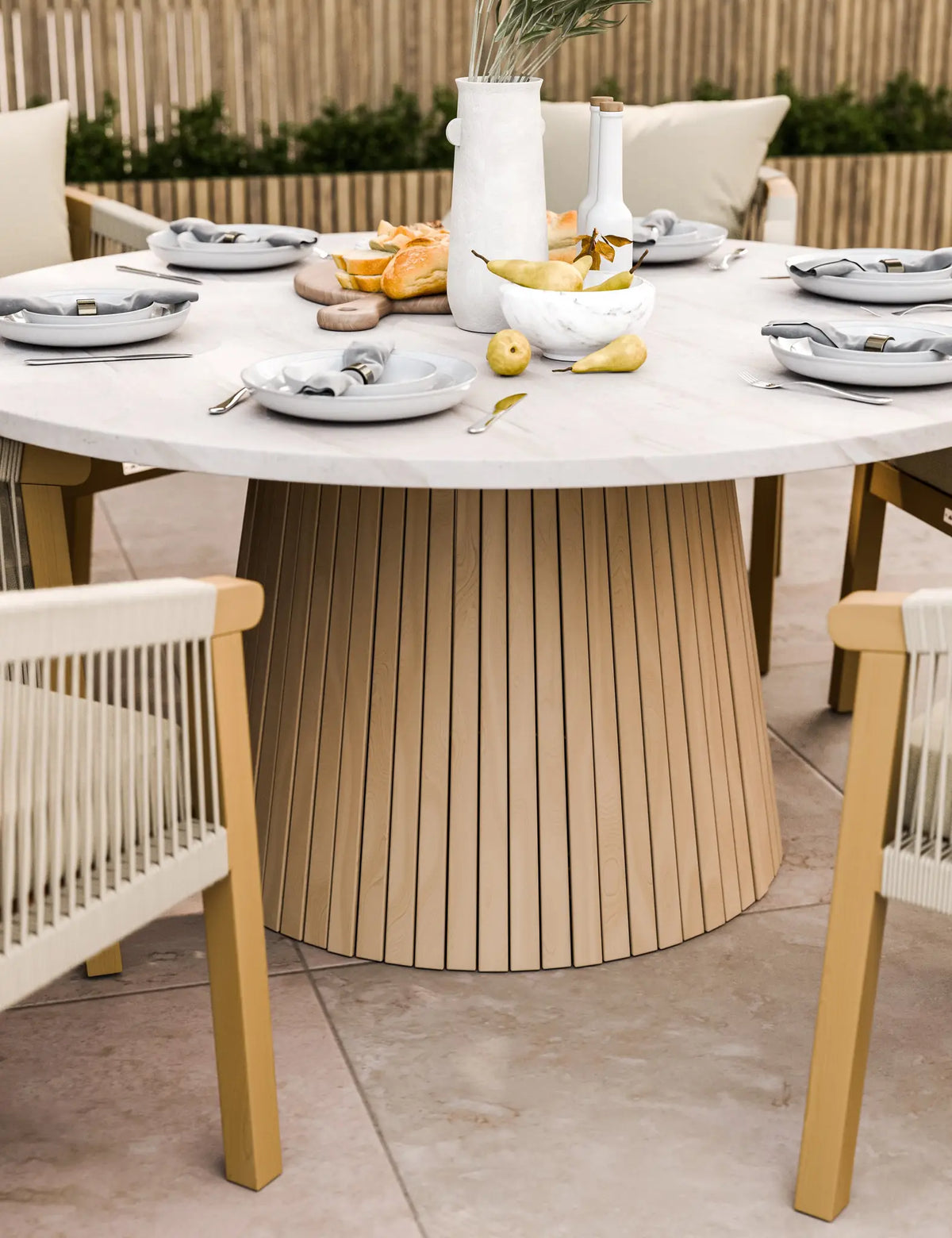 Royalcraft Outdoor Furniture Saturn 6 Seater Round Conical Dining Set with Roma Dining Chairs House of Isabella UK