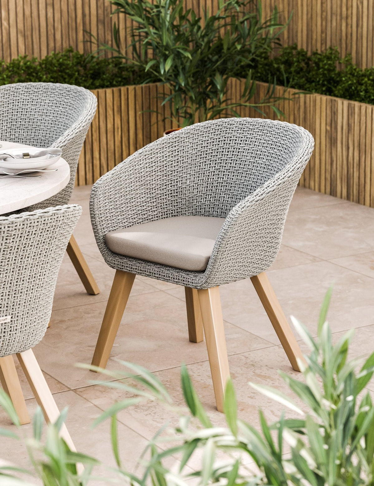 Royalcraft Outdoor Furniture Saturn 6 Seater Round Conical Dining Set with Sol Dining Chairs House of Isabella UK