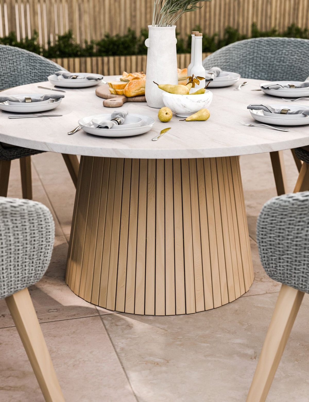 Royalcraft Outdoor Furniture Saturn 6 Seater Round Conical Dining Set with Sol Dining Chairs House of Isabella UK