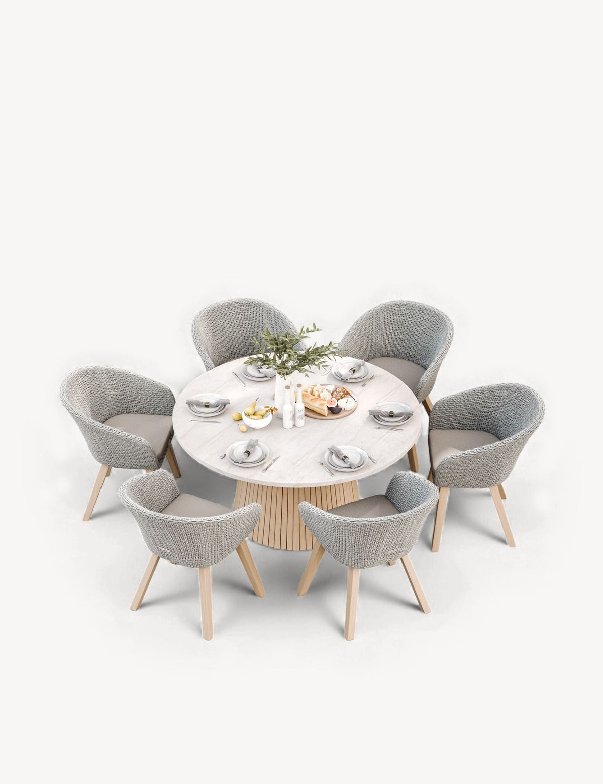 Royalcraft Outdoor Furniture Saturn 6 Seater Round Conical Dining Set with Sol Dining Chairs House of Isabella UK