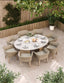 Royalcraft Outdoor Furniture Saturn 8 Seater Ellipse D Conical Dining Set with Eden Dawn Dining Chairs House of Isabella UK