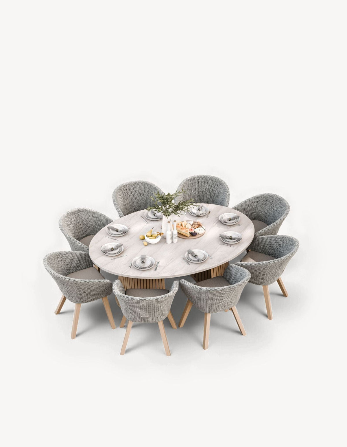 Royalcraft Outdoor Furniture Saturn 8 Seater Ellipse D Conical Dining Set with Sol Dining Chairs House of Isabella UK