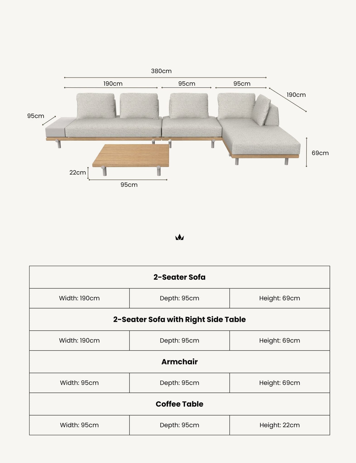 Royalcraft Outdoor Furniture TILT Modular Lounging Sofa Set with Coffee Table House of Isabella UK