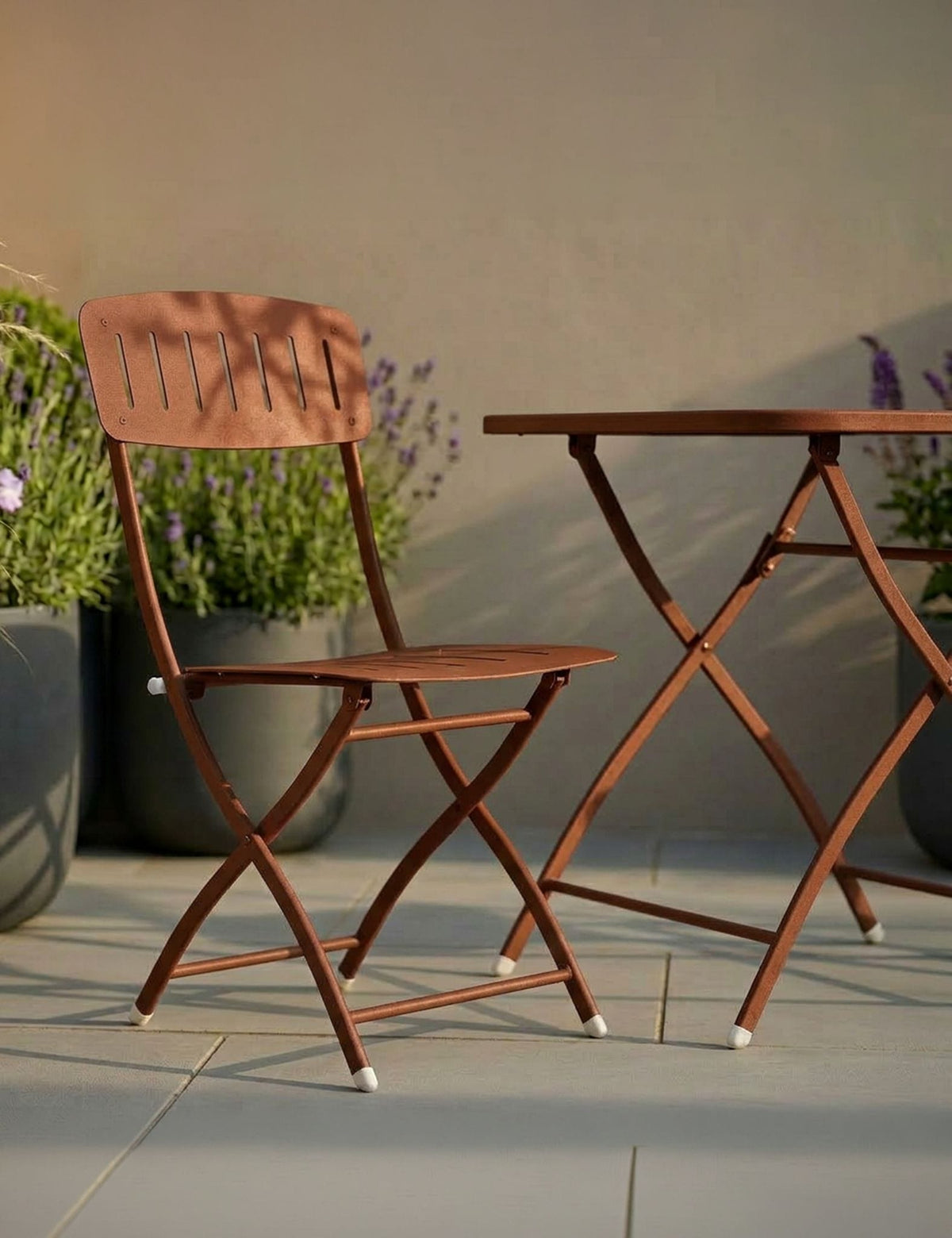 Royalcraft Outdoor Furniture Venice 2 Seater Folding Bistro Set in Cayenne Orange House of Isabella UK