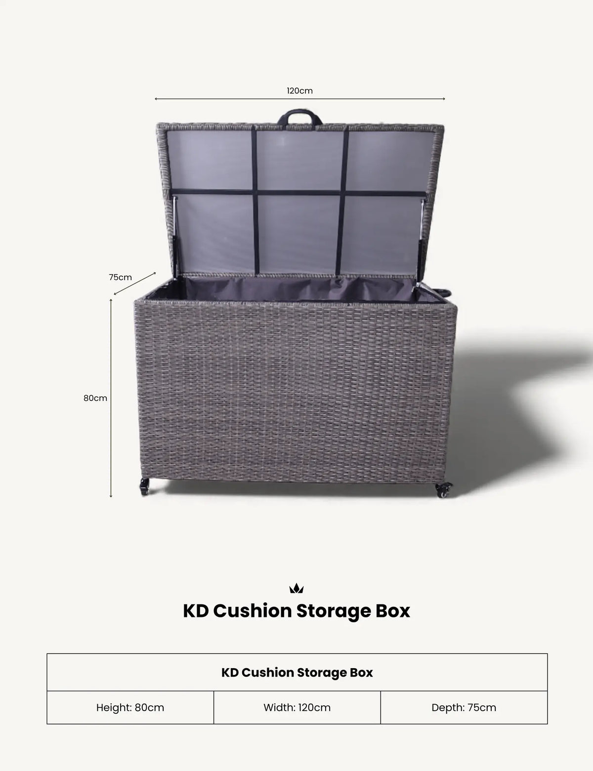 Royalcraft Outdoor Storage Box Charcoal Weave 510L KD Cushion Storage Box House of Isabella UK