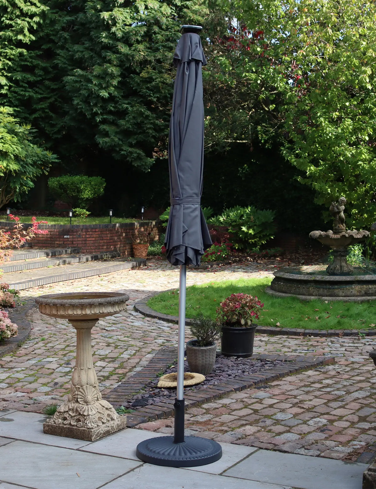 Royalcraft Parasols Crank and Tilt LED Strip Parasol - Grey House of Isabella UK