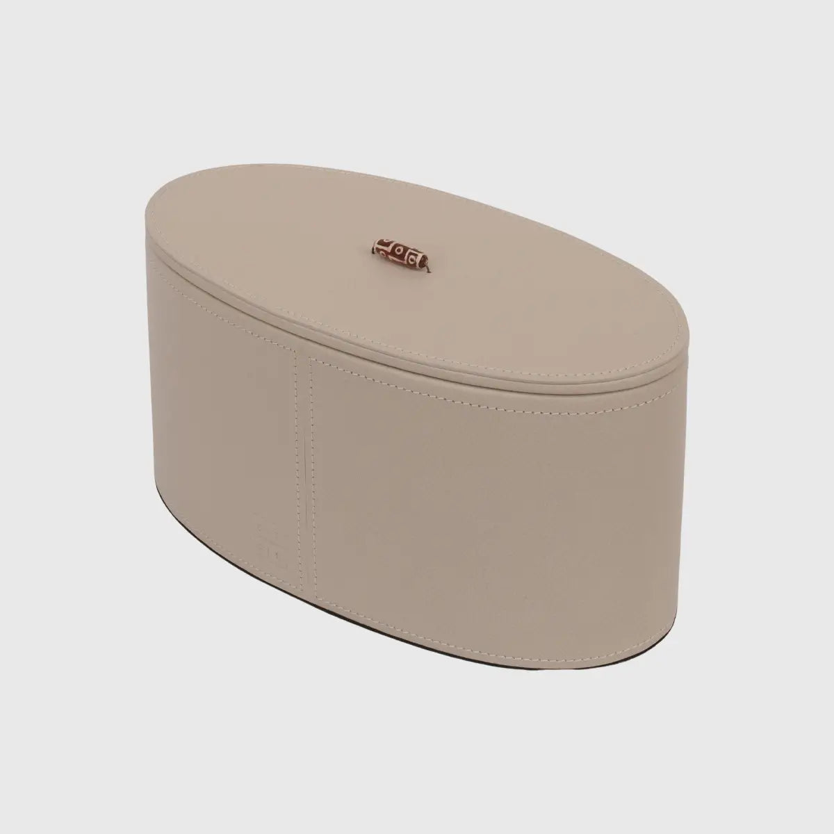 Agate Oval Leather Box Large Pumice