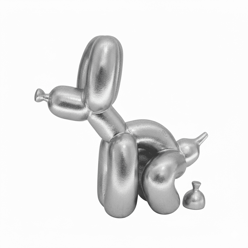 Silver Squatting Decorative Balloon Dog Ornament