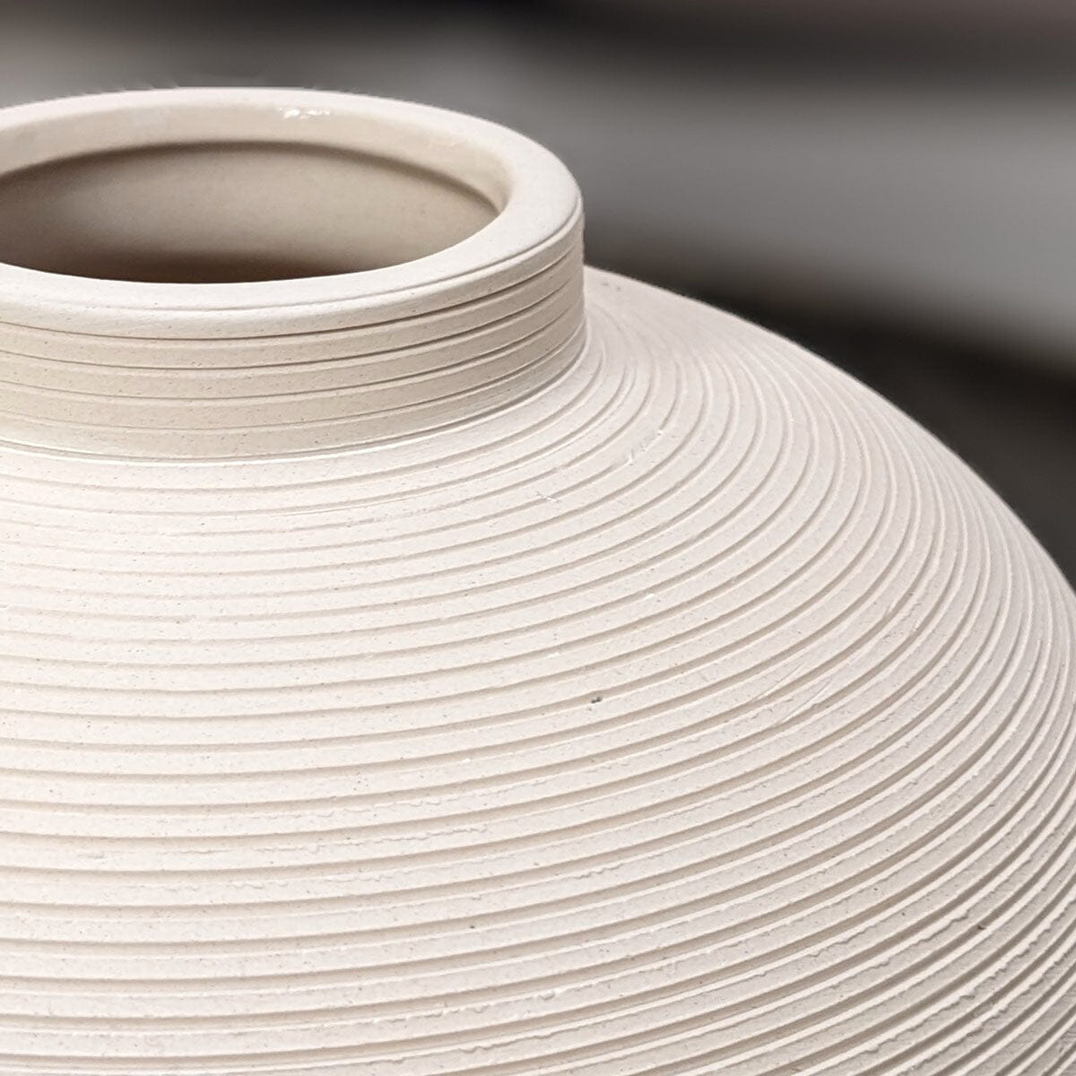 Solis Large Rounded Stone Ceramic Neutral Vase