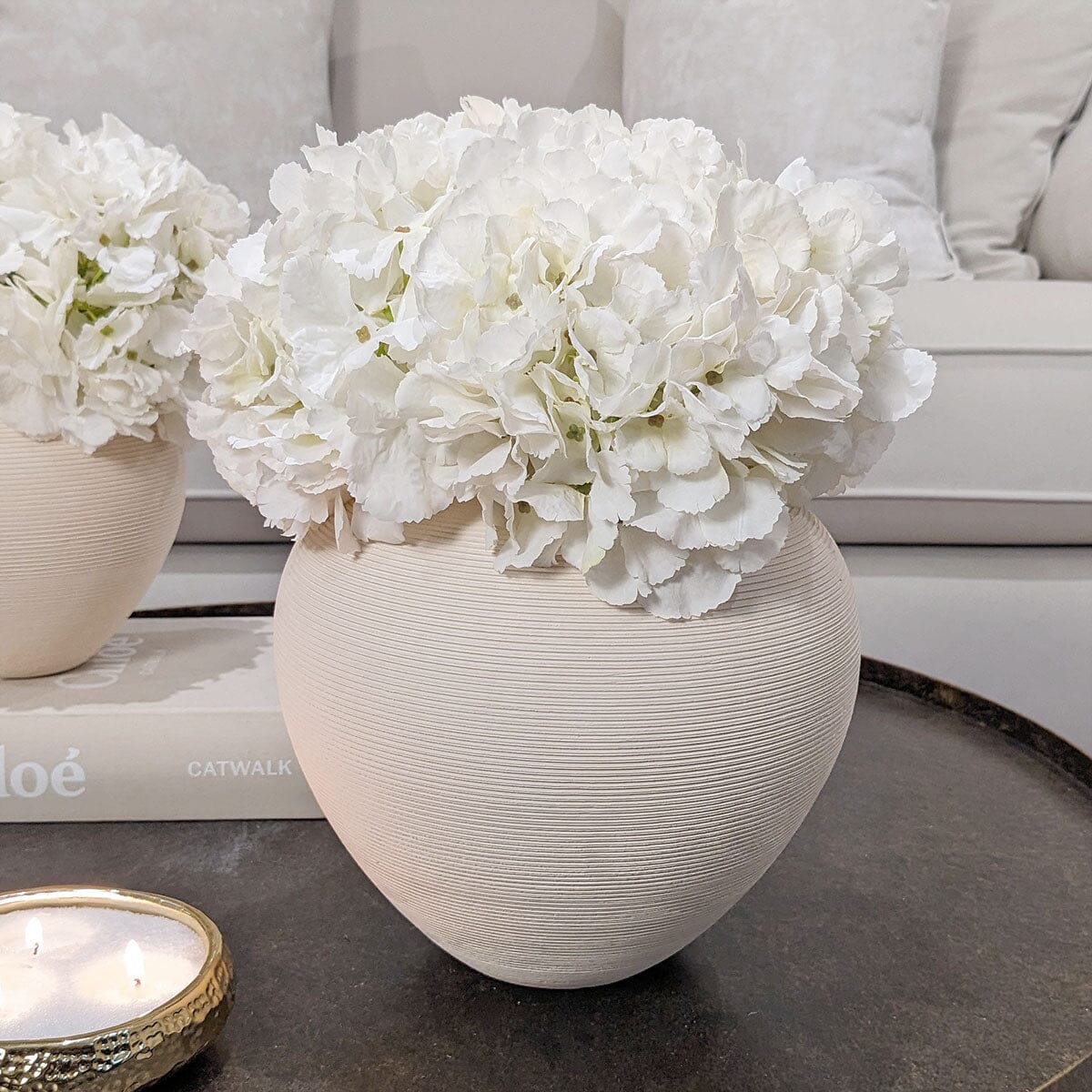 Solis Large Rounded Stone Ceramic Neutral Vase