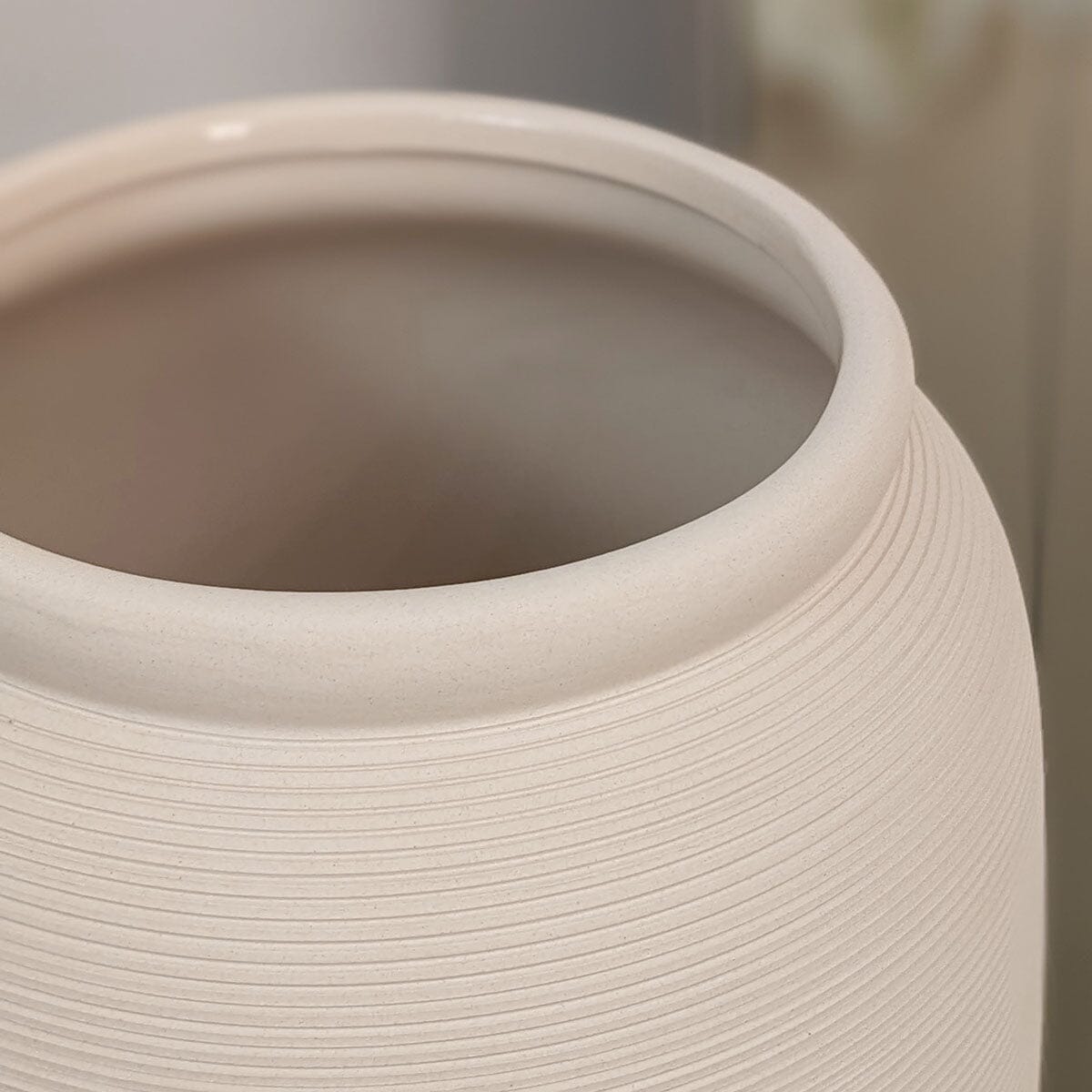 Solis Large Floor Standing Stone Ceramic Neutral Vase