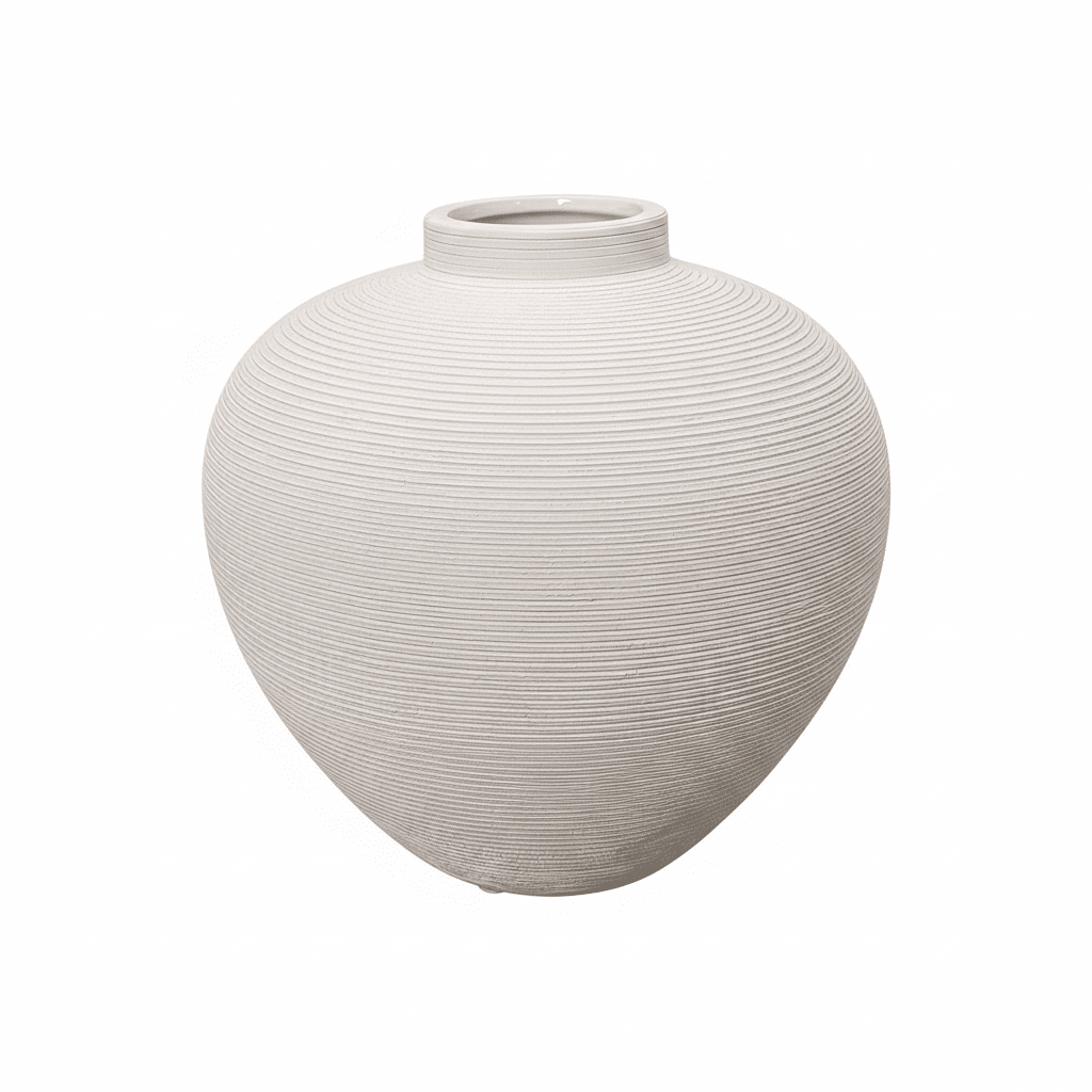 Solis Medium Rounded Stone Ceramic Neutral Vase