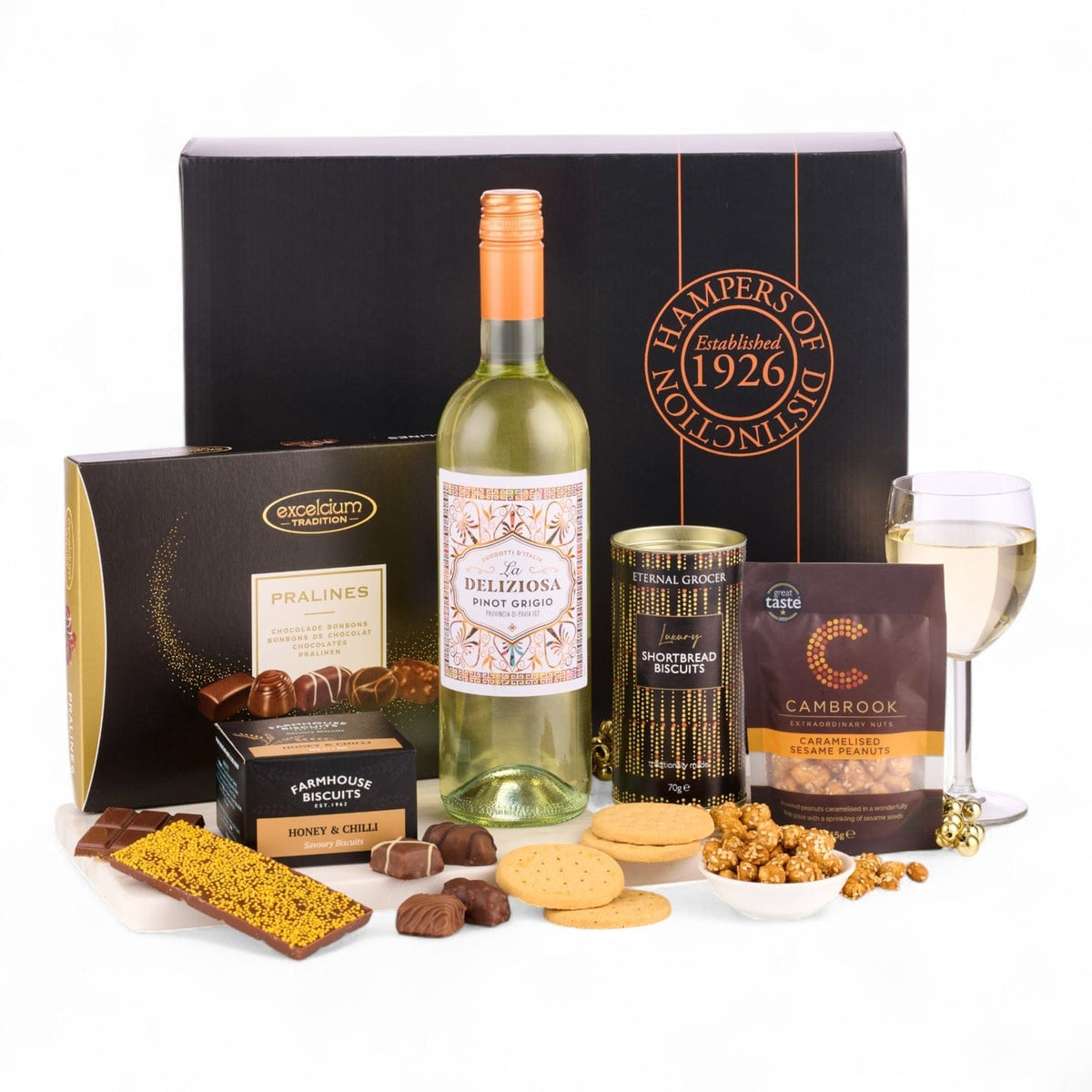 Spicers Of Hythe Gifts & Hampers The Celebration with White Wine House of Isabella UK