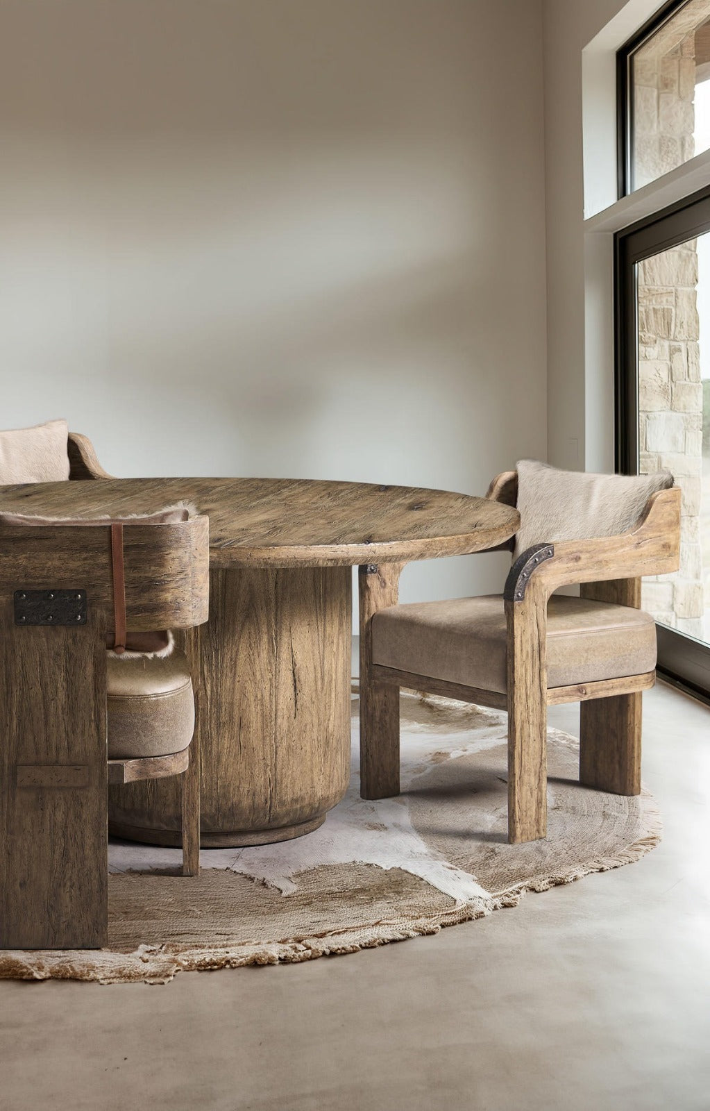 152cm Stone Ridge Round Dining Table Light