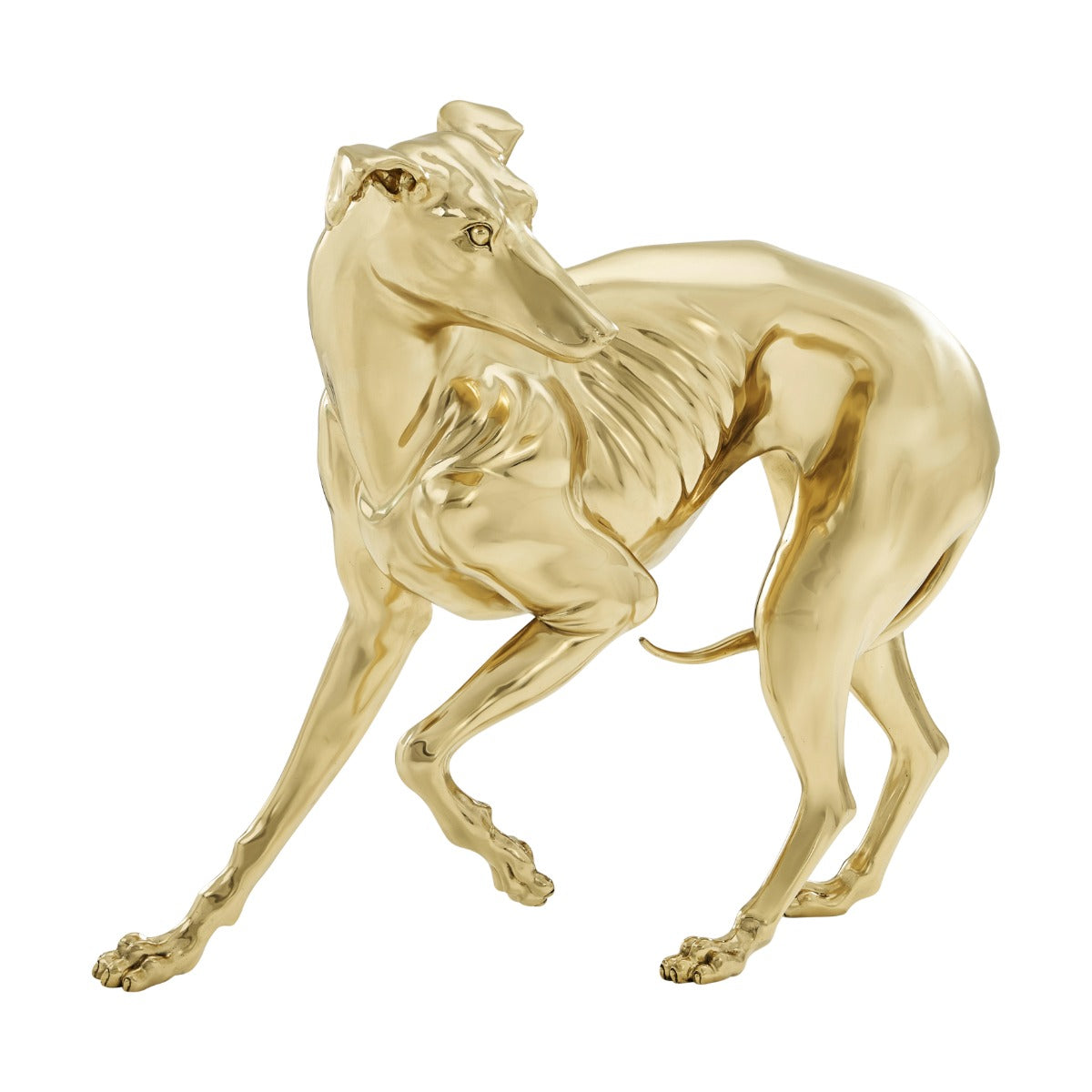 Levriero Sculpture in Polished Brass