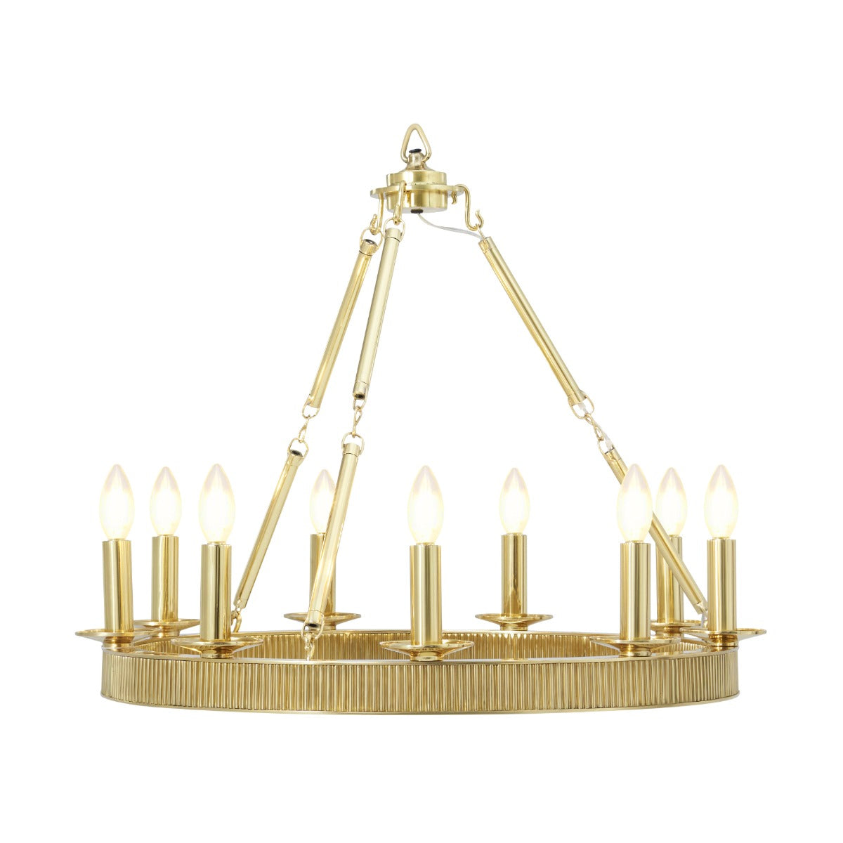 Simon Media Round Chandelier in Polished Brass