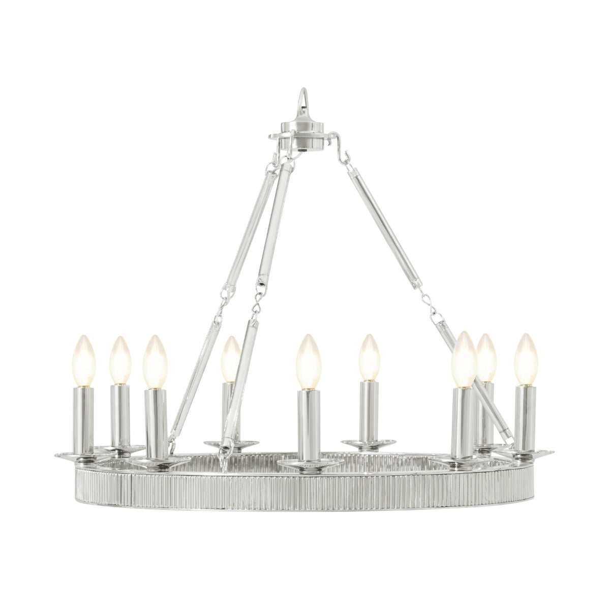Simon Media Round Chandelier in Nickel