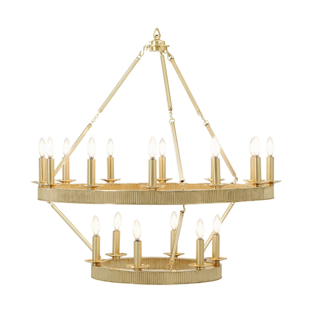 Simon Media Stack Chandelier in Polished Brass