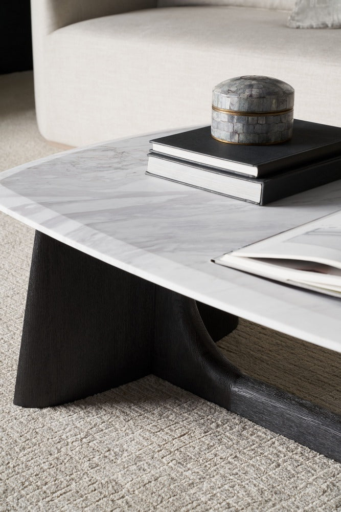 Repose Wooden Coffee Table Marble Top
