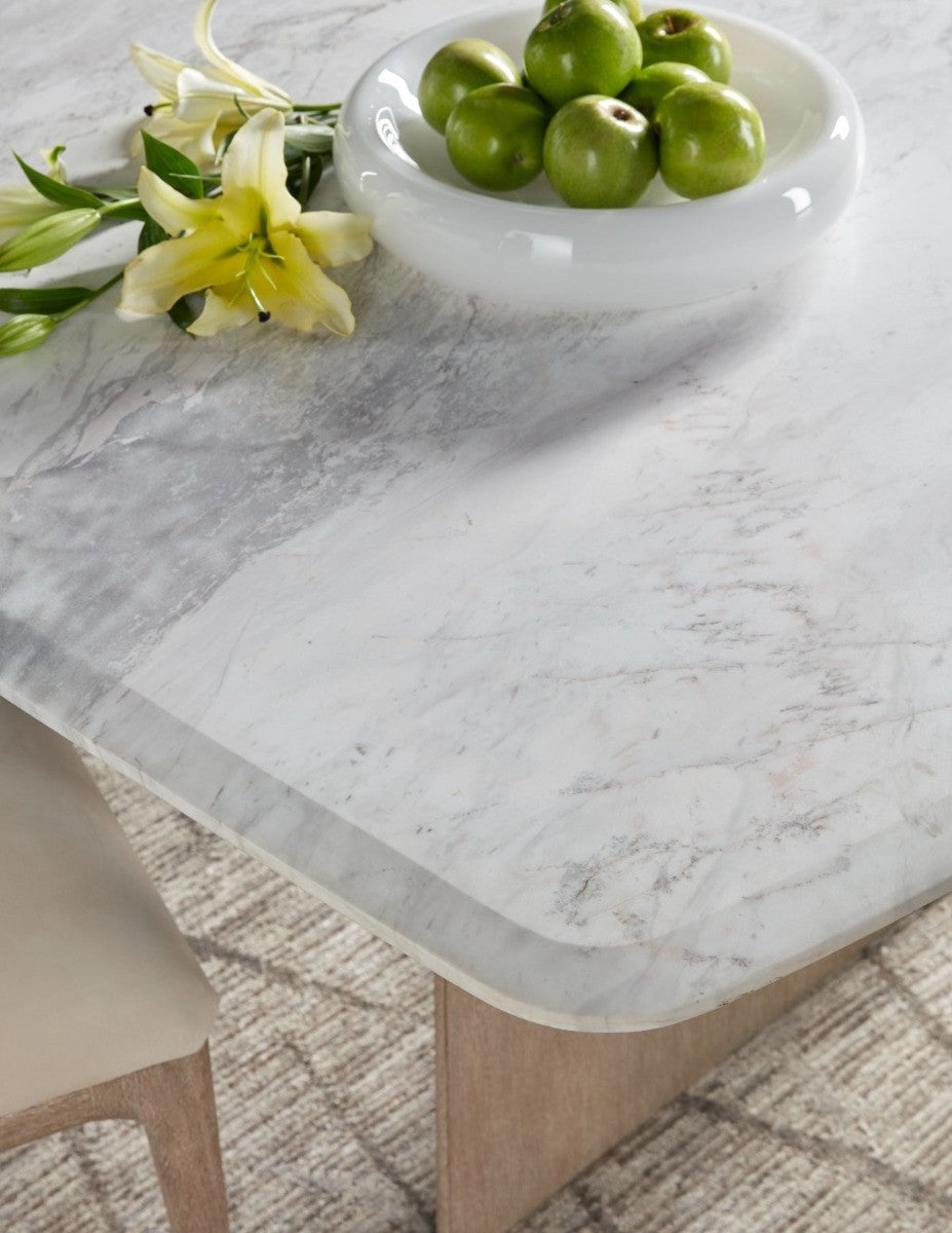 Wooden Dining Table Marble Top Large