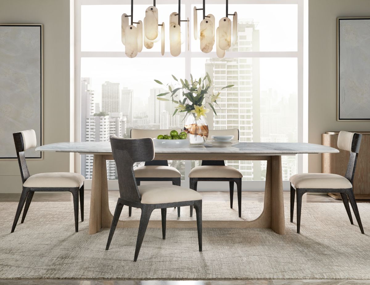 Wooden Dining Table Marble Top Large