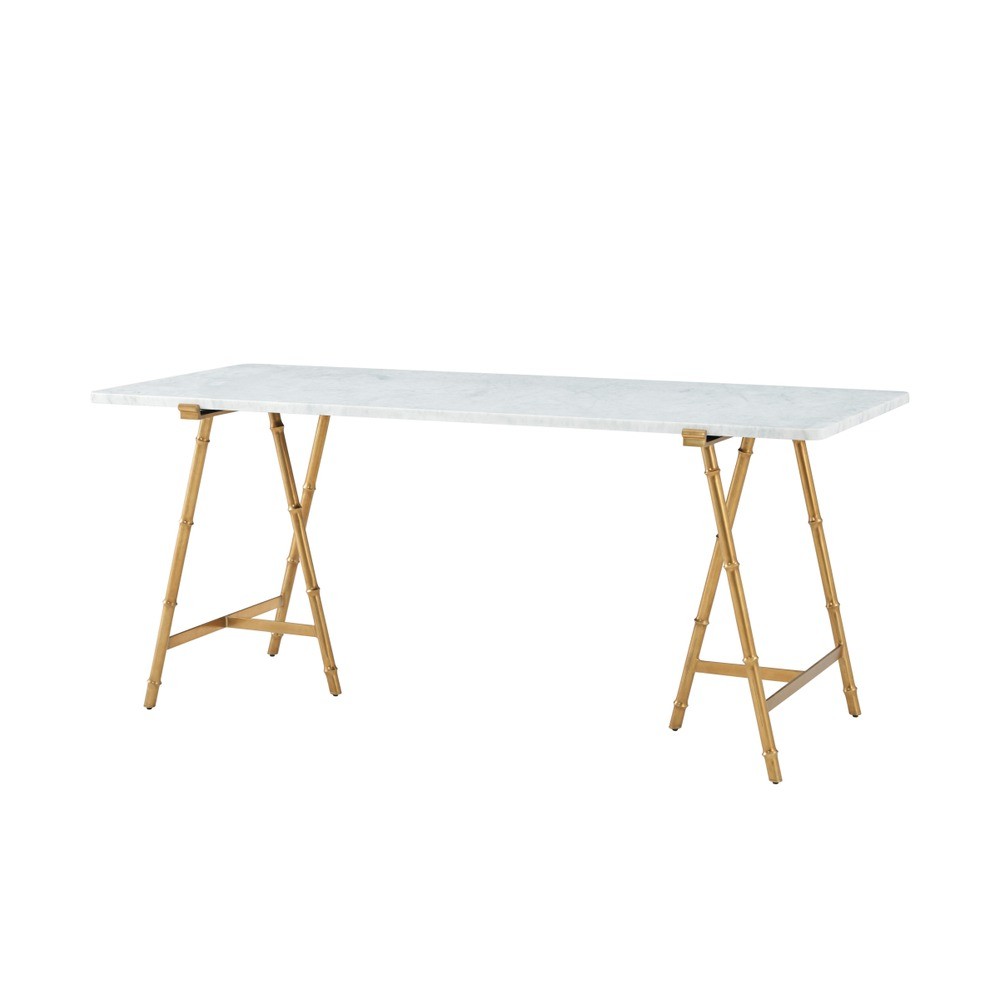 Kesden Bianco Marble Top Desk