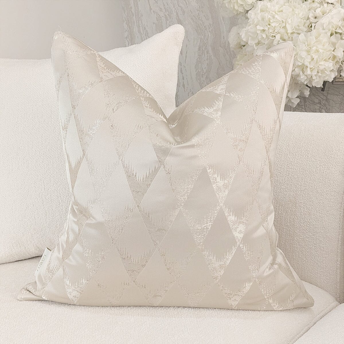 Tacoma Cream & Gold Geometric Metallic Cushion - 50x50cm