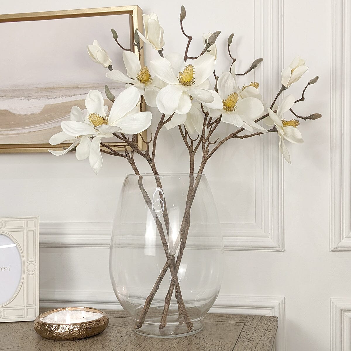 Tall Oval Glass Decorative Vase