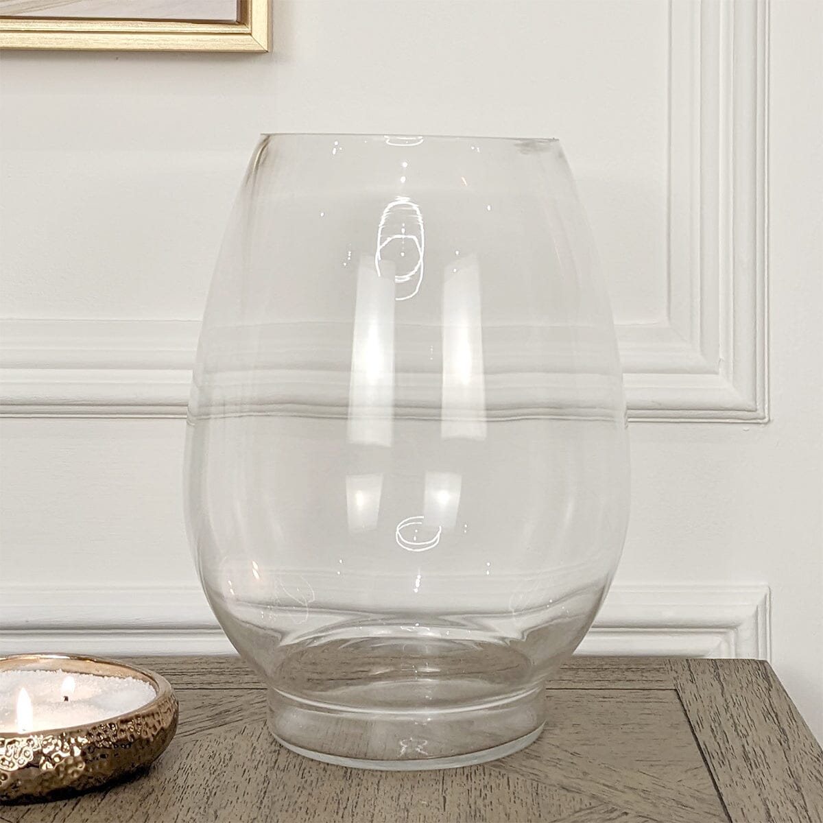 Tall Oval Glass Decorative Vase