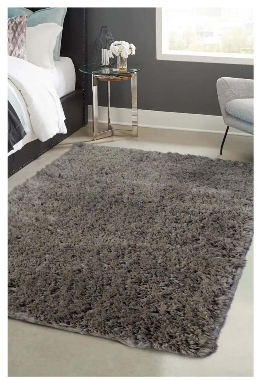 The Rugs Rugs 100X150 cm Soft Washable Grey Shaggy Rug | SA-04 House of Isabella UK