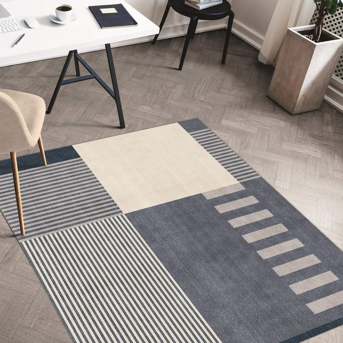 The Rugs Rugs 120X160 cm Tokyo Geo Blocks Blue Rug House of Isabella UK