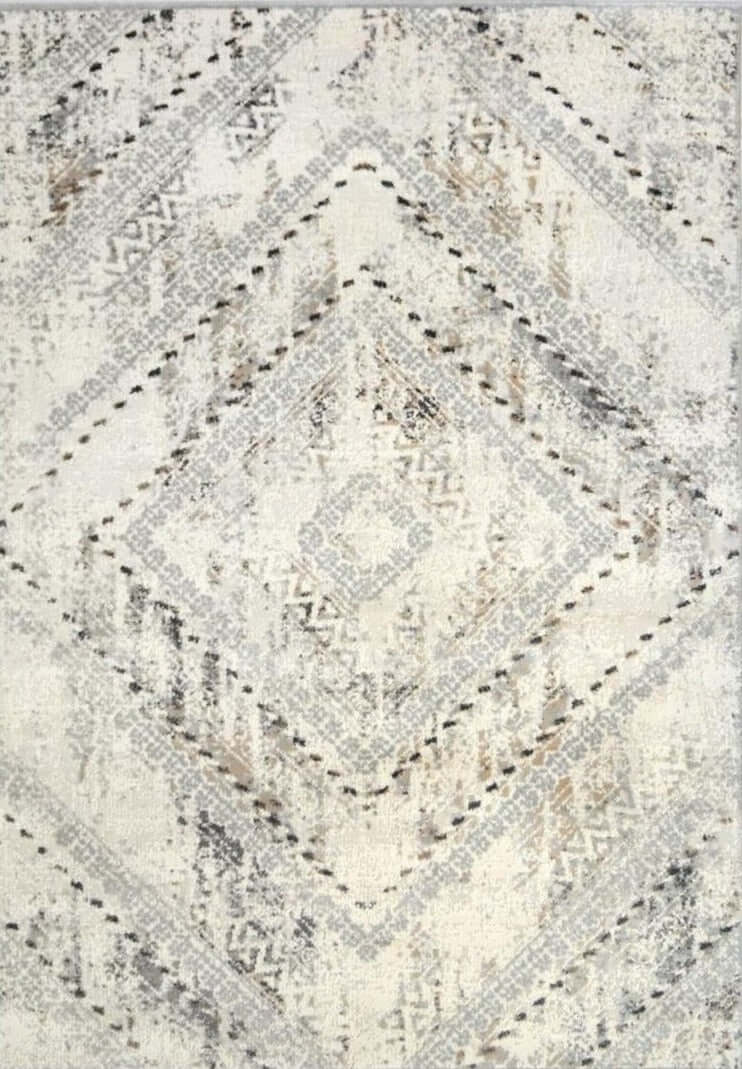 The Rugs Rugs 80X150 cm Abstract Vintage Cream & Grey Rug | D176A House of Isabella UK