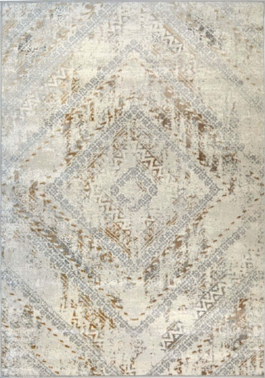 The Rugs Rugs 80X150 cm Abstract Vintage Cream/Ochre Rug | D176F House of Isabella UK