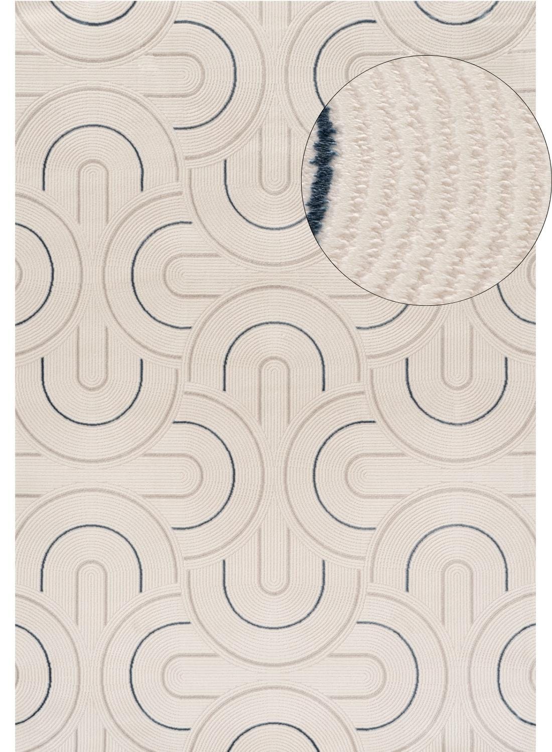 The Rugs Rugs 80X150 cm Carmel Cream-Blue Geometric Rug | 6070 House of Isabella UK