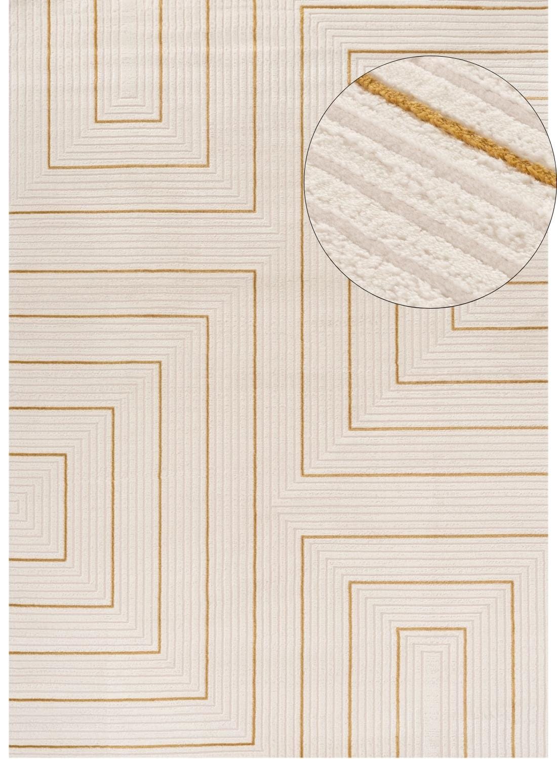The Rugs Rugs 80X150 cm Carmel Cream-Gold Geometric Rug | 6040 House of Isabella UK