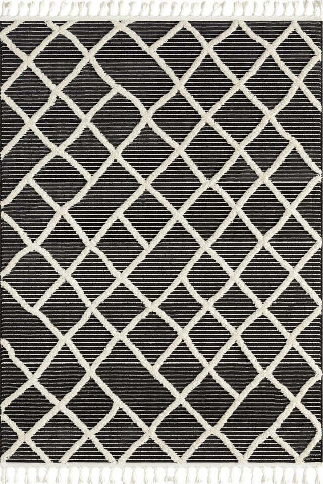 The Rugs Rugs 80X150 cm Scandi Indoor Rug Anthracite & White House of Isabella UK