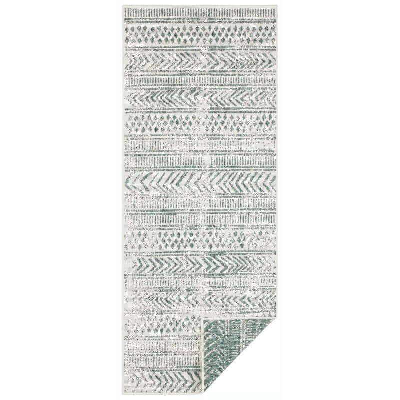 The Rugs Rugs 80X250 cm Indoor-Outdoor Reversible Geometric Green Rug House of Isabella UK