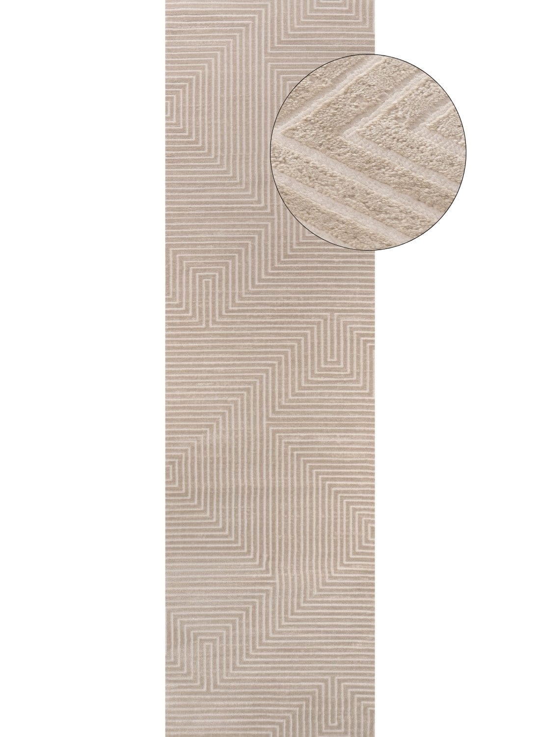 The Rugs Rugs 80X300 cm Carmel Beige-Cream Geometric Rug | 6050 House of Isabella UK