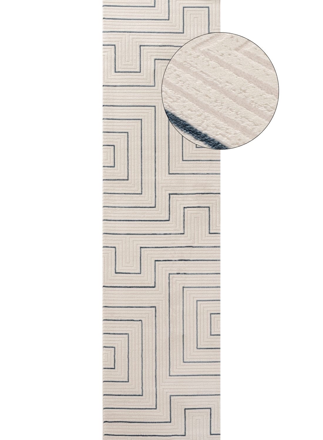 The Rugs Rugs 80X300 cm Carmel Cream-Blue Geometric Rug | 6040 House of Isabella UK